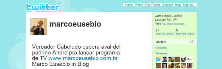 Siga tambÃ©m o Marco EusÃ©bio in microBlog Twitter